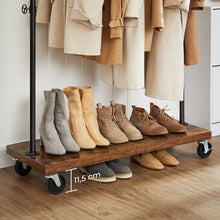 Load image into Gallery viewer, Industrial Pipe Style Rolling Garment Rack with Shoe Shelf