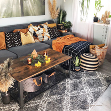 Load image into Gallery viewer, Industrial Rectangle Coffee Table with Storage Shelf Rustic Brown