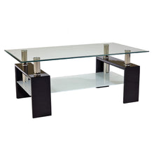 Load image into Gallery viewer, Eppin 2-Tier Black Glass Coffee Table