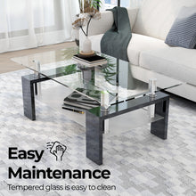 Load image into Gallery viewer, Eppin 2-Tier Black Glass Coffee Table