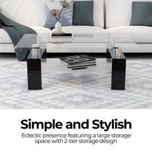 Load image into Gallery viewer, Eppin 2-Tier Black Glass Coffee Table