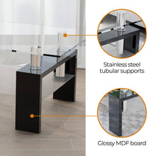 Load image into Gallery viewer, Eppin 2-Tier Black Glass Coffee Table