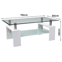 Load image into Gallery viewer, Eppin 2-Tier White Glass Coffee Table
