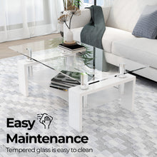 Load image into Gallery viewer, Eppin 2-Tier White Glass Coffee Table