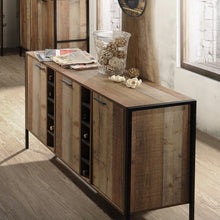 Load image into Gallery viewer, Wine Cabinet with 2 Strorage and open Selves Bar Cabinet Cupboard in Oak Colour