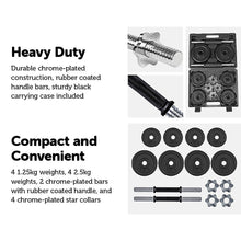 Load image into Gallery viewer, 20kg Black Dumbbell Set with Carrying Case