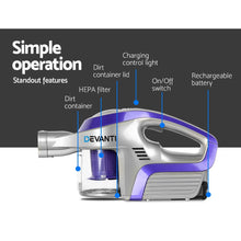 Load image into Gallery viewer, Devanti Cordless 150W Handstick Vacuum Cleaner - Purple and Grey