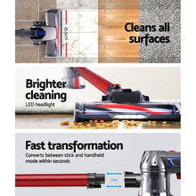 Load image into Gallery viewer, Devanti Handheld Vacuum Cleaner Cordless Stick Handstick Vac Bagless 2-Speed Headlight Red