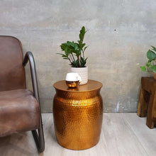 Load image into Gallery viewer, “Akora” Hand Crafted Metal Side Table/Stool 42cm with Flat Top.