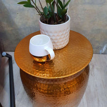 Load image into Gallery viewer, “Akora” Hand Crafted Metal Side Table/Stool 42cm with Flat Top.