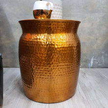 Load image into Gallery viewer, “Akora” Hand Crafted Metal Side Table/Stool 42cm with Flat Top.