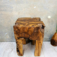 Load image into Gallery viewer, Stool/Plant Stand/Side Table 30cm Solid Teak Wood
