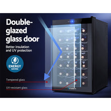 Load image into Gallery viewer, Devanti Wine Cooler 28 Bottles Glass Door Beverage Cooler Thermoelectric Fridge Black