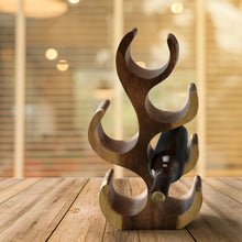 Load image into Gallery viewer, Wine Rack Carved Wood 6 bottle Wine Storage-Acacia Wood handcrafted