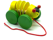 Load image into Gallery viewer, Wooden Pull along small bee-set of Two (2) Bee's