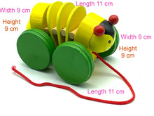 Load image into Gallery viewer, Wooden Pull along small bee-set of Two (2) Bee's