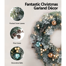Load image into Gallery viewer, Christmas Wreath with Pre-Lit Lights Ornament 60CM Xmas Tree Decor