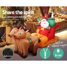 Load image into Gallery viewer, Christmas Inflatable Santa Sleigh 2.2M Outdoor Decorations LED