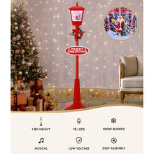 Load image into Gallery viewer, 1.8M Christmas Lamp Post Lights with Falling Snow Street Red Decor