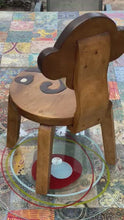 Load and play video in Gallery viewer, Children’s wooden chair Monkey themed with solid backrest