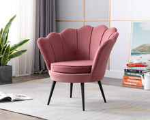 Load image into Gallery viewer, Velvet Shell Fabric Pink Armchair Lounge Chair Accent Armchairs Single Sofa