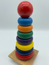 Load image into Gallery viewer, Wooden Toy Rainbow Tower shapes Stacker-multi colour