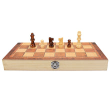 Load image into Gallery viewer, 3-in-1 Folding Chessboard Wood Chess Board Box Puzzle Kids Adult Game Toy with Chess