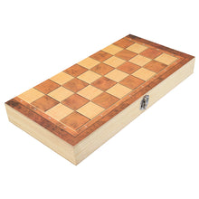 Load image into Gallery viewer, 3-in-1 Folding Chessboard Wood Chess Board Box Puzzle Kids Adult Game Toy with Chess
