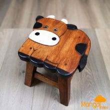 Load image into Gallery viewer, Kids Chair Wooden Stool Animal COW Theme Children’s Chair and Toddlers Stepping Stool.