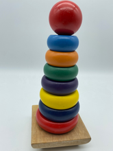 Load image into Gallery viewer, Wooden Toy Rainbow Tower shapes Stacker-multi colour