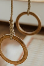 Load image into Gallery viewer, 24 cm Wooden Gymnastic Rings Olympic Gym Rings Strength Training and fun for children