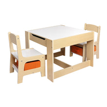 Load image into Gallery viewer, BoPeep Kids Table and Chairs Set Storage Box Toys Play Desk Wooden Study.