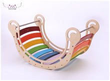 Load image into Gallery viewer, XXL JUMBO Rocker Montessori Rainbow Swing Rocker with climbing RAMP and Slide combo for kids, Rocker board, indoor play.
