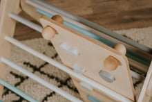 Load image into Gallery viewer, Children's indoor Climbing Triangle and Swedish Wall 4 in1, PASTEL Montessori Pikler Triangle, Climber, Climbing Triangle Set, plus balance board