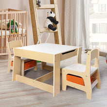 Load image into Gallery viewer, BoPeep Kids Table and Chairs Set Storage Box Toys Play Desk Wooden Study.