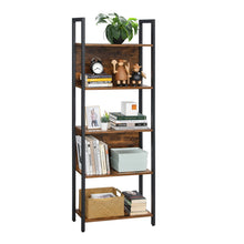 Load image into Gallery viewer, VASAGLE 5 Tier Bookshelf Rustic Brown and Black