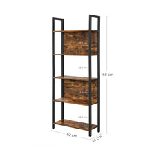 Load image into Gallery viewer, VASAGLE 5 Tier Bookshelf Rustic Brown and Black