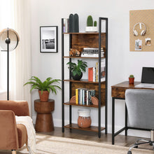 Load image into Gallery viewer, VASAGLE 5 Tier Bookshelf Rustic Brown and Black