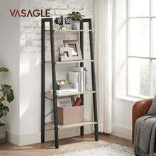 Load image into Gallery viewer, VASAGLE 4-Tier Ladder Shelf Greige and Black