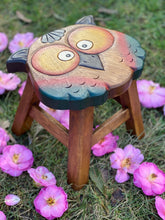 Load image into Gallery viewer, Kids Chair Wooden Stool Animal OWL Theme Children’s Chair and Toddlers Stepping Stool.
