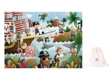 Load image into Gallery viewer, Wooden toddlers kids puzzle -pirates and ships-100 pieces plus storage bag.