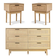 Load image into Gallery viewer, Rattan Bedroom Package | 2 x Bedside Tables with Drawer & Tallboy With 6 Drawers-0