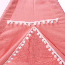 Load image into Gallery viewer, Teepee canvas Wigwam Tent Cubby House 1.3M Large for kids indoor -Pink-130cm Size