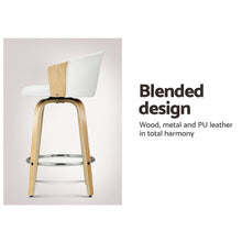 Load image into Gallery viewer, Set of 2 Ricardo Bar Stools Wooden Swivel - White-3
