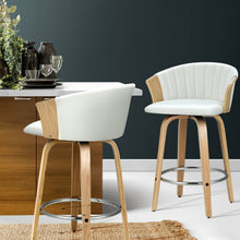 Load image into Gallery viewer, Set of 2 Ricardo Bar Stools Wooden Swivel - White-2