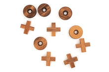 Load image into Gallery viewer, TIC TAC TOE naughts and Crosses board game on a wooden platform