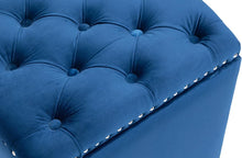 Load image into Gallery viewer, Cubix Blue Fabric Storage Ottoman Tufted Blanket Box Foot Stool Studs and Rings