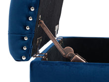 Load image into Gallery viewer, Cubix Blue Fabric Storage Ottoman Tufted Blanket Box Foot Stool Studs and Rings
