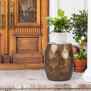 Tablua Australia Modern Round Side Table, Honeycomb Indoor Outdoor Accent End Table