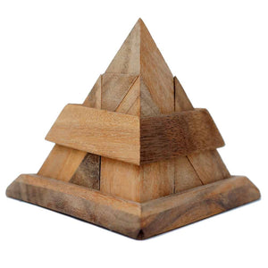 Triangle Pyramid wood 14 piece puzzle 3D hand made wooden Puzzles